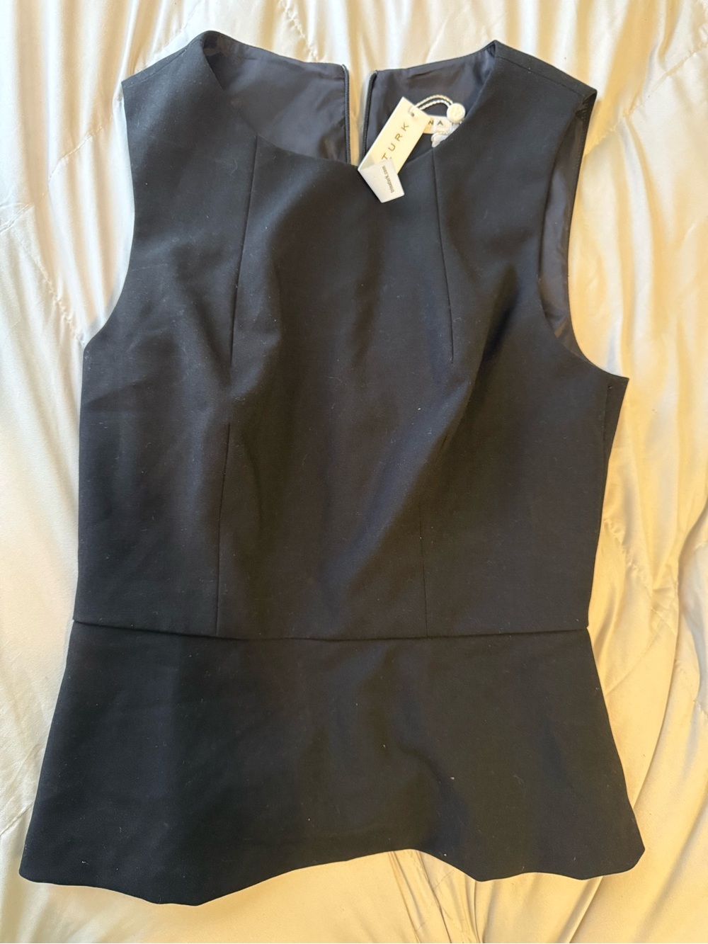 Trina Turk Black Sleeveless Peplum Top